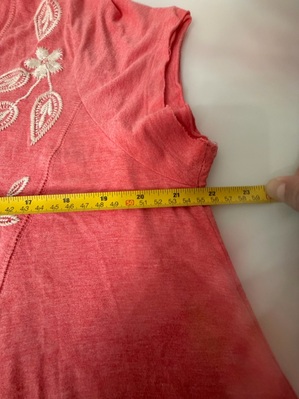 Soft Surroundings Coral Pink V-Neck Embroidered High and Low Tunic Top Size L - Picture 8 of 11